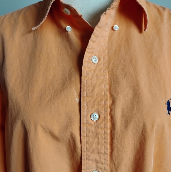 Ralph Lauren Cotton Poplin Button Down Shirt Orange Classic Fit Preppy Size L - Picture 12 of 17